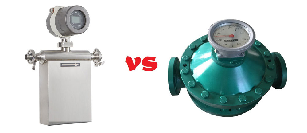 Coriolis flow meter and oval gear flow meter for high viscosity liquid