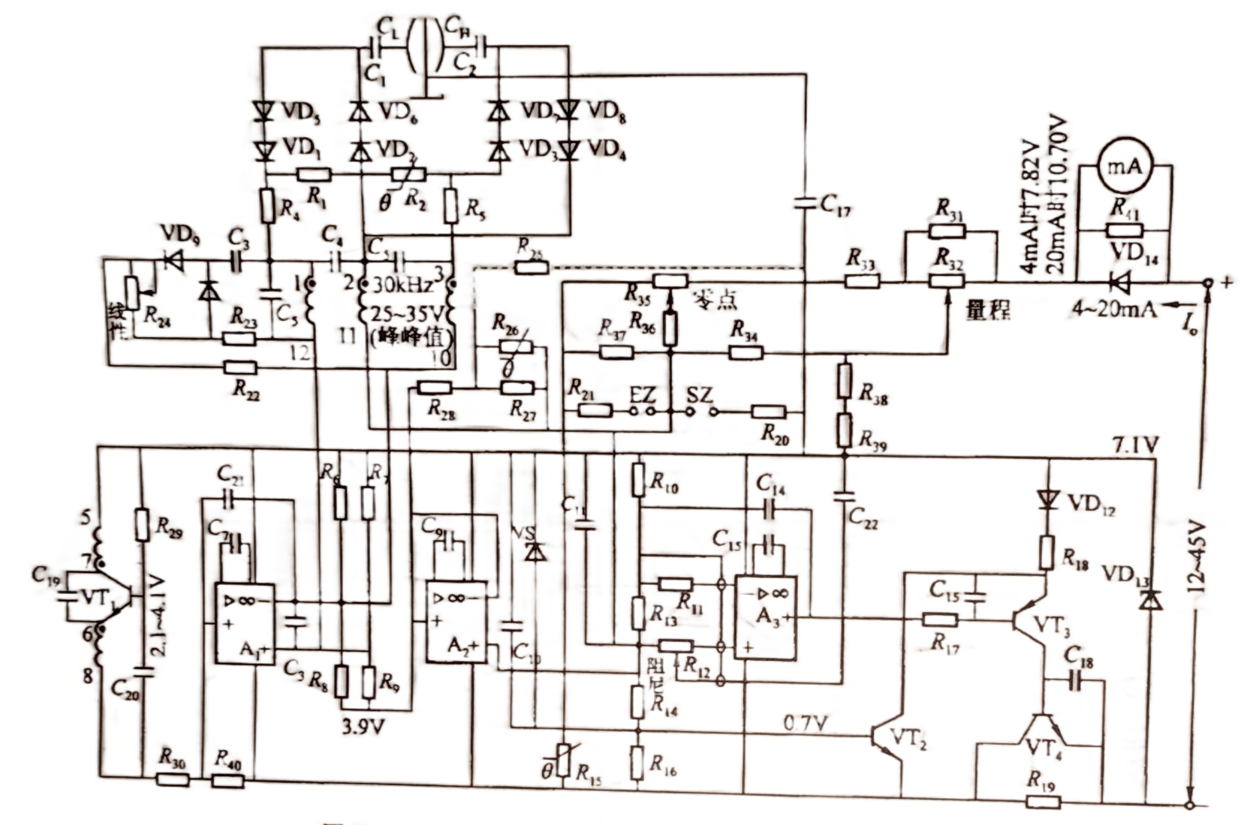 Projeto de circuito do transmissor de pressão capacitivo/DP da série SH Circuit Design of the SH series Model Capacitive Pressure Transmitter/DP